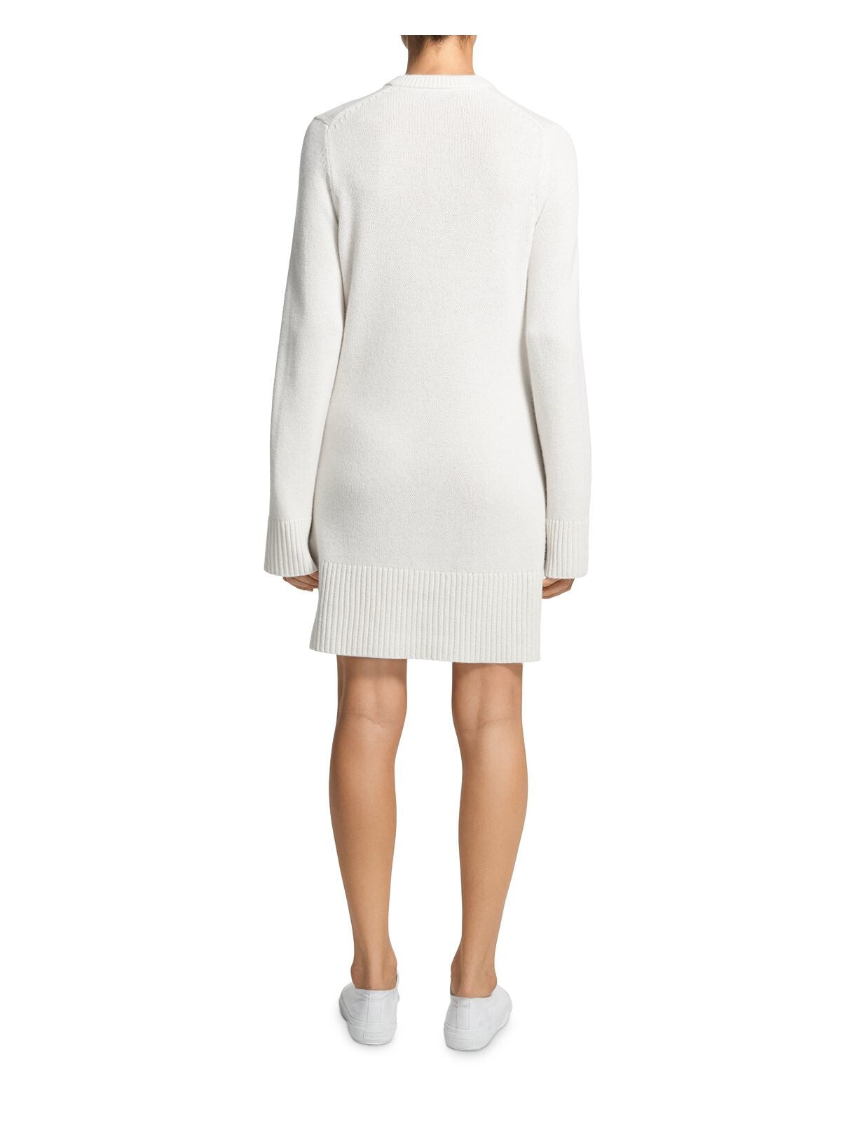 THEORY Womens Ivory Henley Sweater Long Sleeve Split Short Dress Petites P