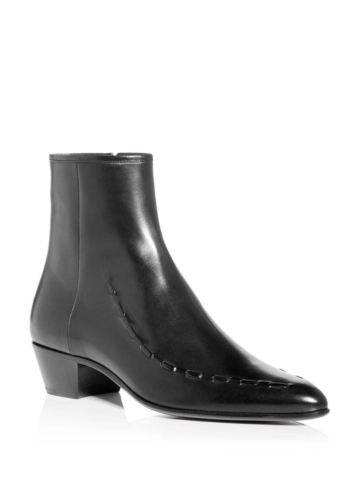 SAINT LAURENT Mens Black Comfort Casey Pointed Toe Zip-Up Leather Boots Shoes 41
