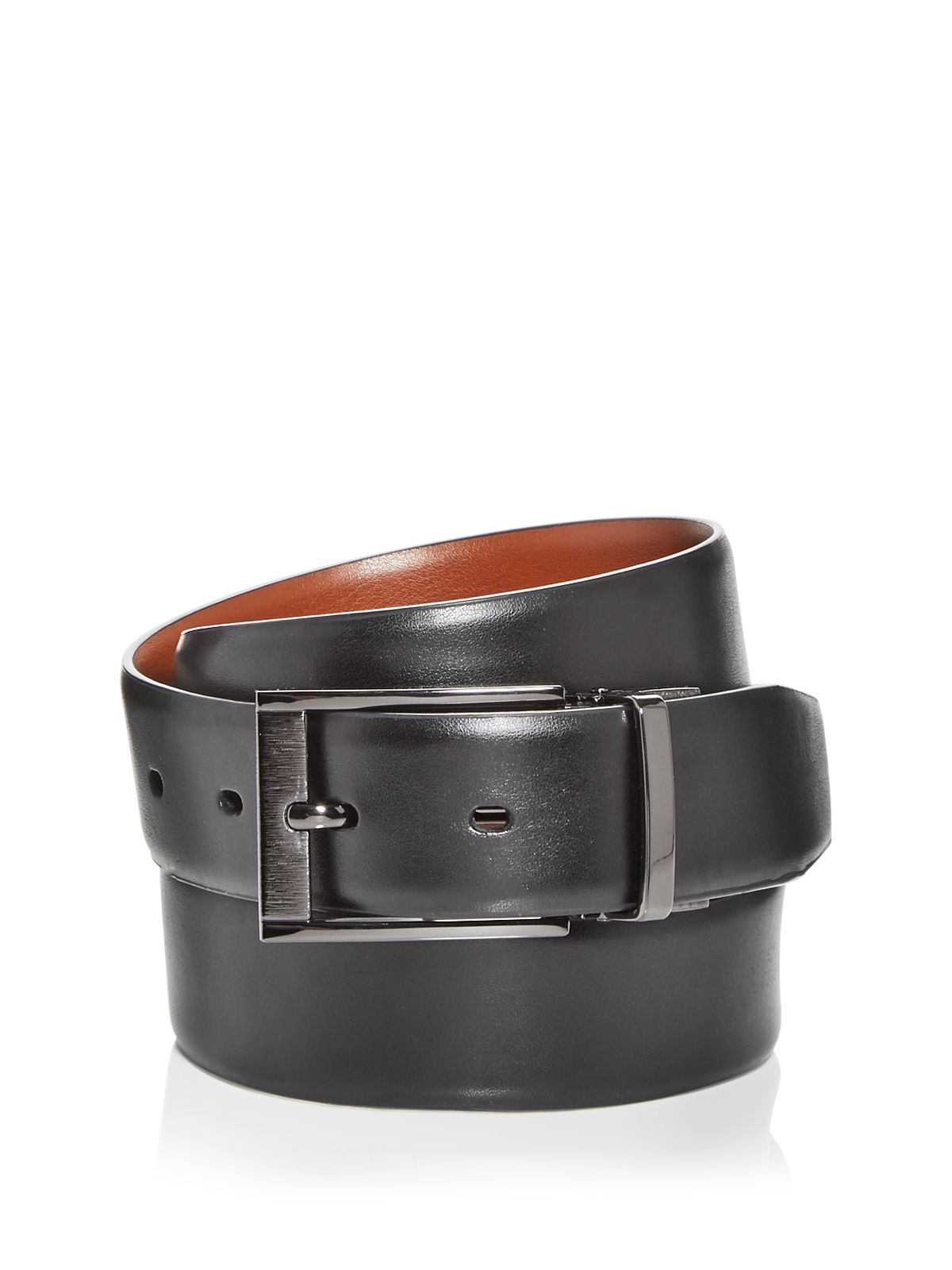 PERRY ELLIS PORTFOLIO Mens Black Plaque Buckle Adjustable Faux Leather Casual Belt 40