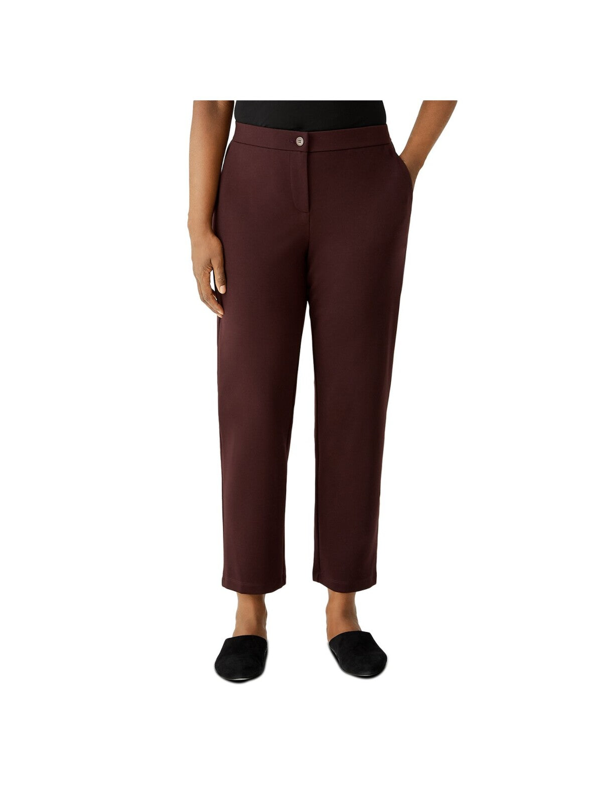 EILEEN FISHER Womens Purple Stretch Zippered Pocketed Ankle Pants Wear To Work Pants Petites S