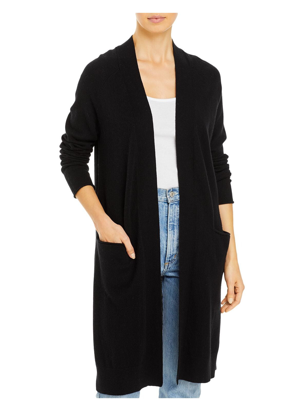 Designer Brand Womens Black Ribbed Long Sleeve Duster Sweater XS