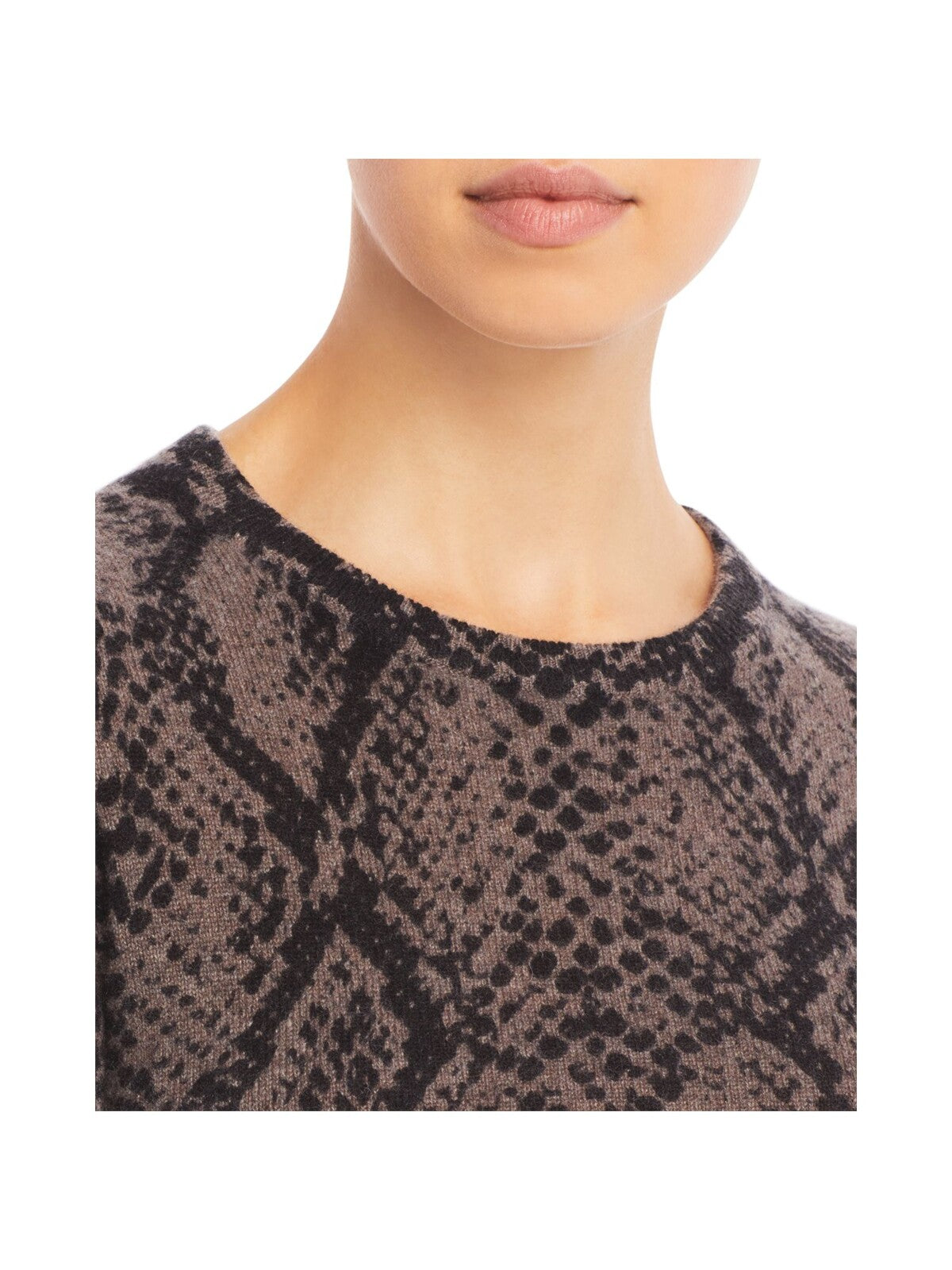 Designer Brand Womens Cashmere Animal Print Long Sleeve Crew Neck Wear To Work Sweater