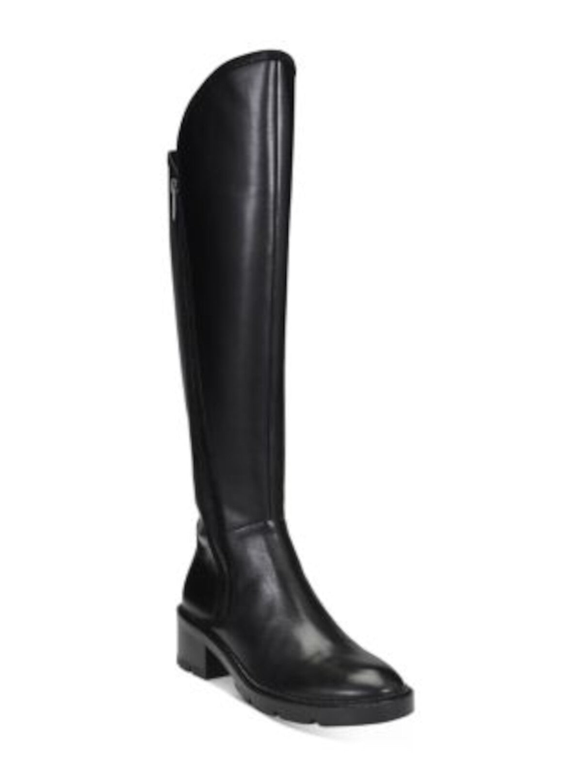 DONALD PLINER Womens Black Comfort Lug Sole Soffie Round Toe Block Heel Zip-Up Leather Boots Shoes 7 M