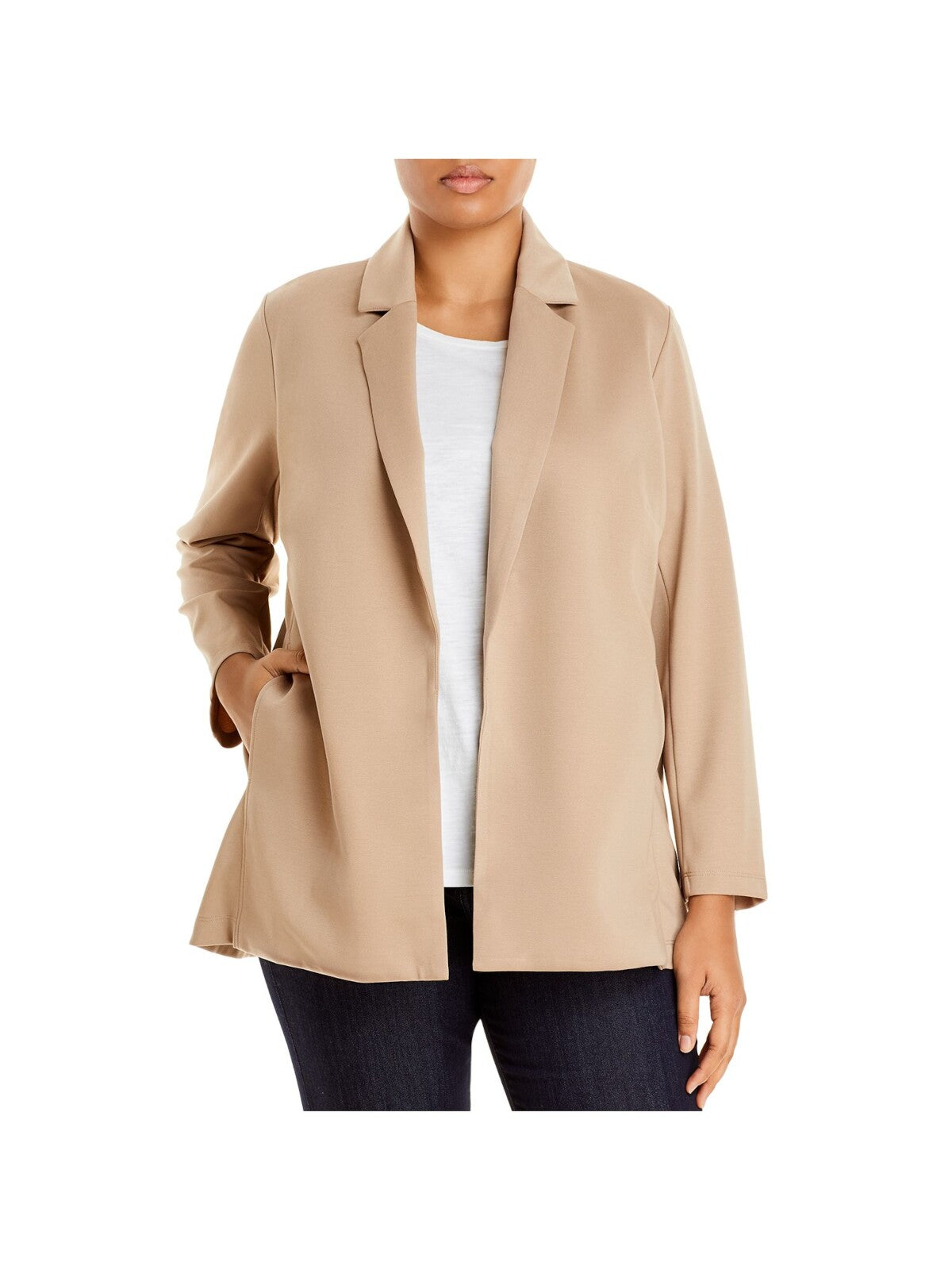 EILEEN FISHER Womens Pocketed Notch Collar Back Vent Long Sleeve Wear To Work Jacket