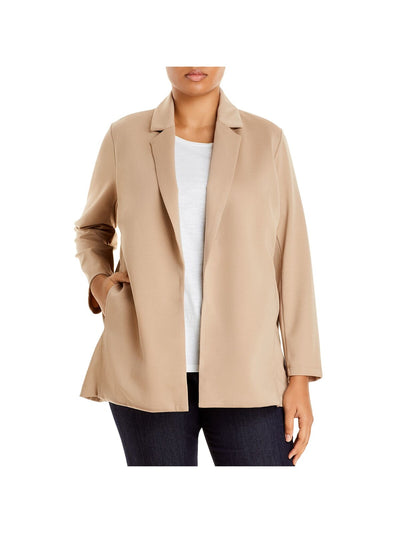 EILEEN FISHER Womens Beige Pocketed Notch Collar Back Vent Long Sleeve Wear To Work Jacket Plus 3X