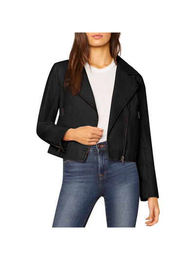 CUPCAKES AND CASHMERE Womens Faux Leather Zippered Pocketed Lined Motorcycle Jacket