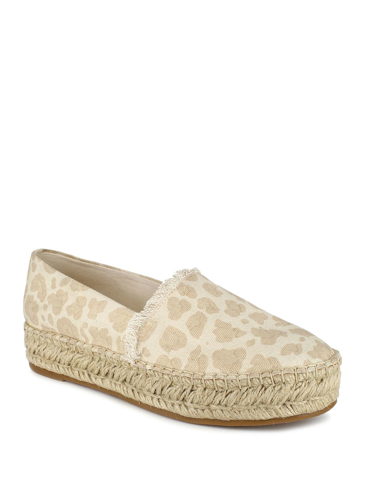 SPLENDID Womens Ivory Animal Print Padded Frayed Lilly Round Toe Platform Slip On Espadrille Shoes 11 M