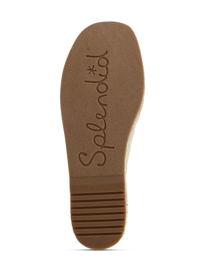 SPLENDID Womens Ivory Animal Print Padded Frayed Lilly Round Toe Platform Slip On Espadrille Shoes M