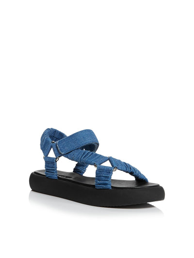 AQUA Womens Blue Adjustable Strap Cushioned Tenly Square Toe Platform Slingback Sandal 8 M