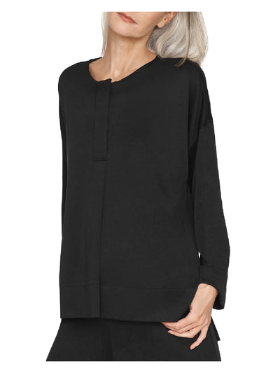 B NEW YORK Womens Black Stretch Long Sleeve Round Neck Top XS