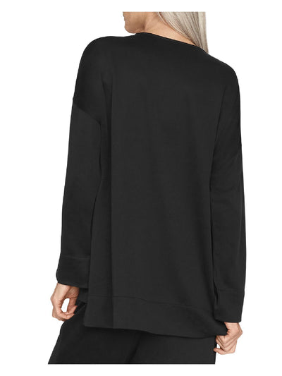 B NEW YORK Womens Black Stretch Long Sleeve Round Neck Top XS