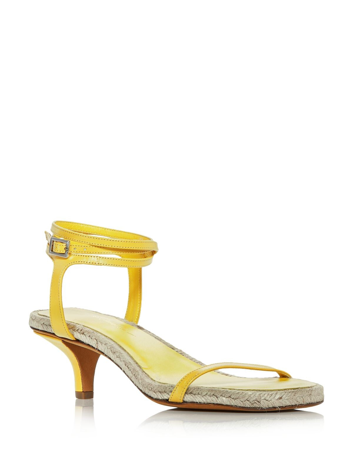 3.1 PHILLIP LIM Womens Sunshine Yellow Ankle Strap Padded Yasmine Round Toe Kitten Heel Buckle Leather Dress Espadrille Shoes 35