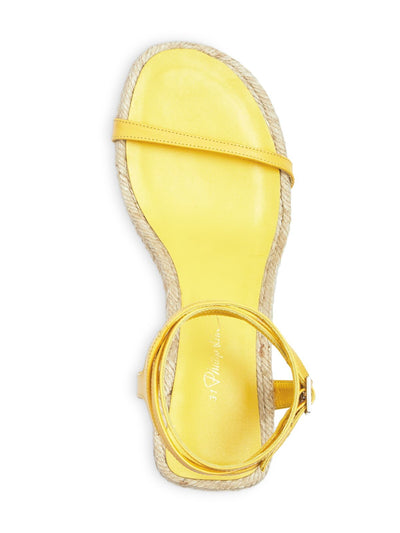 3.1 PHILLIP LIM Womens Sunshine Yellow Ankle Strap Padded Yasmine Round Toe Kitten Heel Buckle Leather Dress Espadrille Shoes