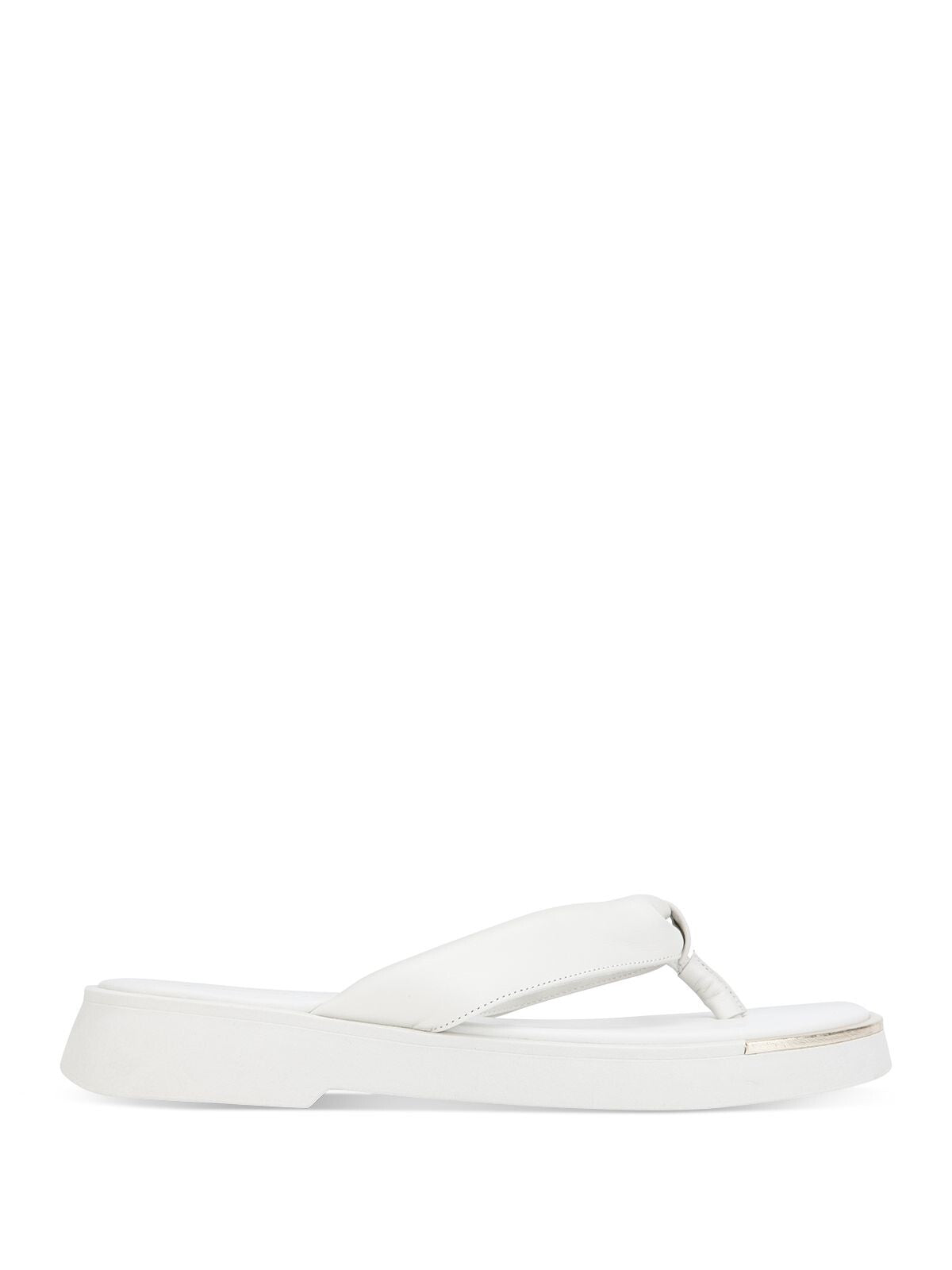 KENNETH COLE NEW YORK Womens White 1/2" Platform Padded Metallic Athens Flatform Round Toe Wedge Slip On Leather Flip Flop Sandal 9.5 M