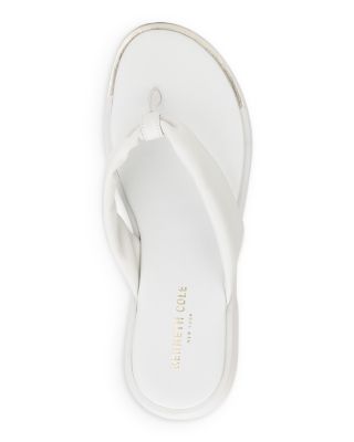 KENNETH COLE Womens White Flatform Gold-Toe Rand On Toe Pu Cushioned Comfort Athens Slip On Leather Thong Sandals Shoes M