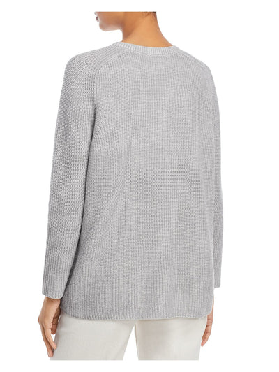 EILEEN FISHER Womens Gray Stretch Crew Neck Sweater L