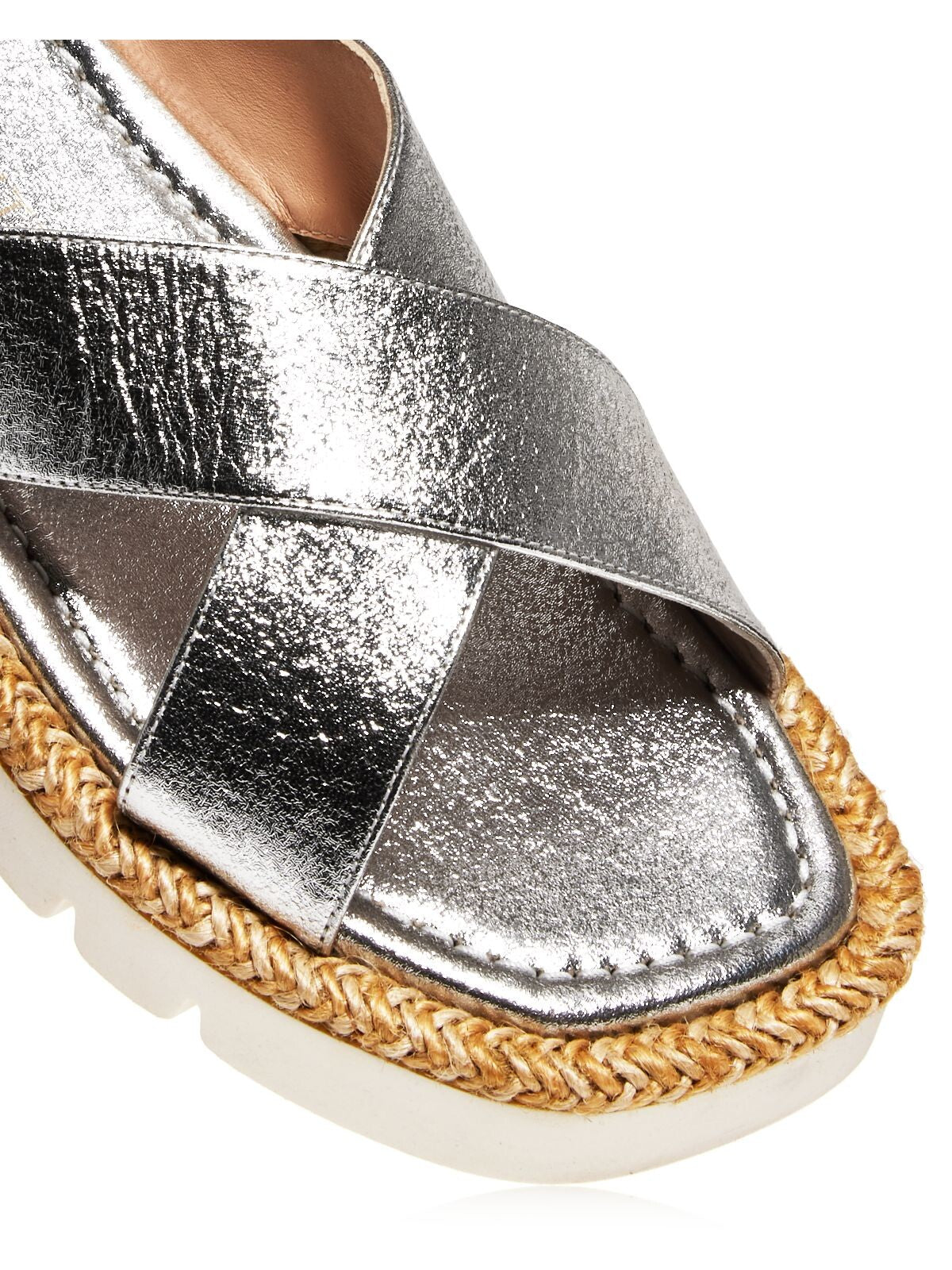 STUART WEITZMAN Womens Gray 1/2" Platfrom Jute Cushioned Braided Roza Square Toe Wedge Slip On Leather Slide Sandals Shoes B
