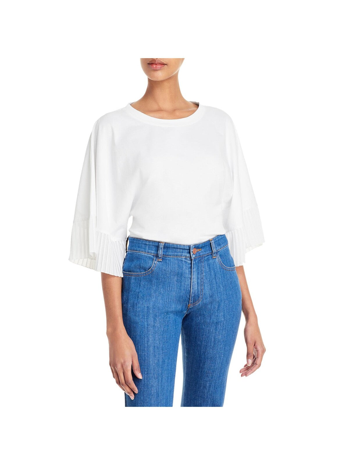SEE BY CHLOE Womens White Bell Sleeve Round Neck Top M