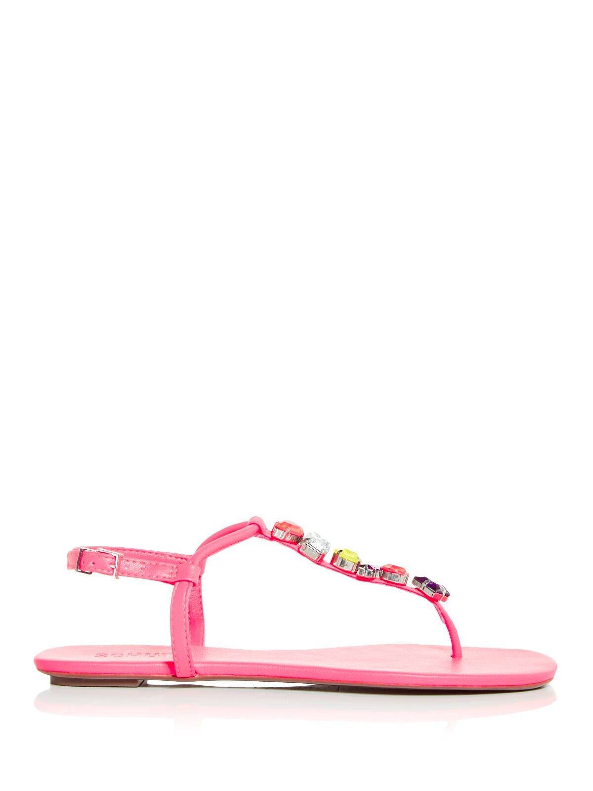 SCHUTZ Womens Neon Pink Lightly Padded Eryl Square Toe Buckle Thong Sandals Shoes 5 B