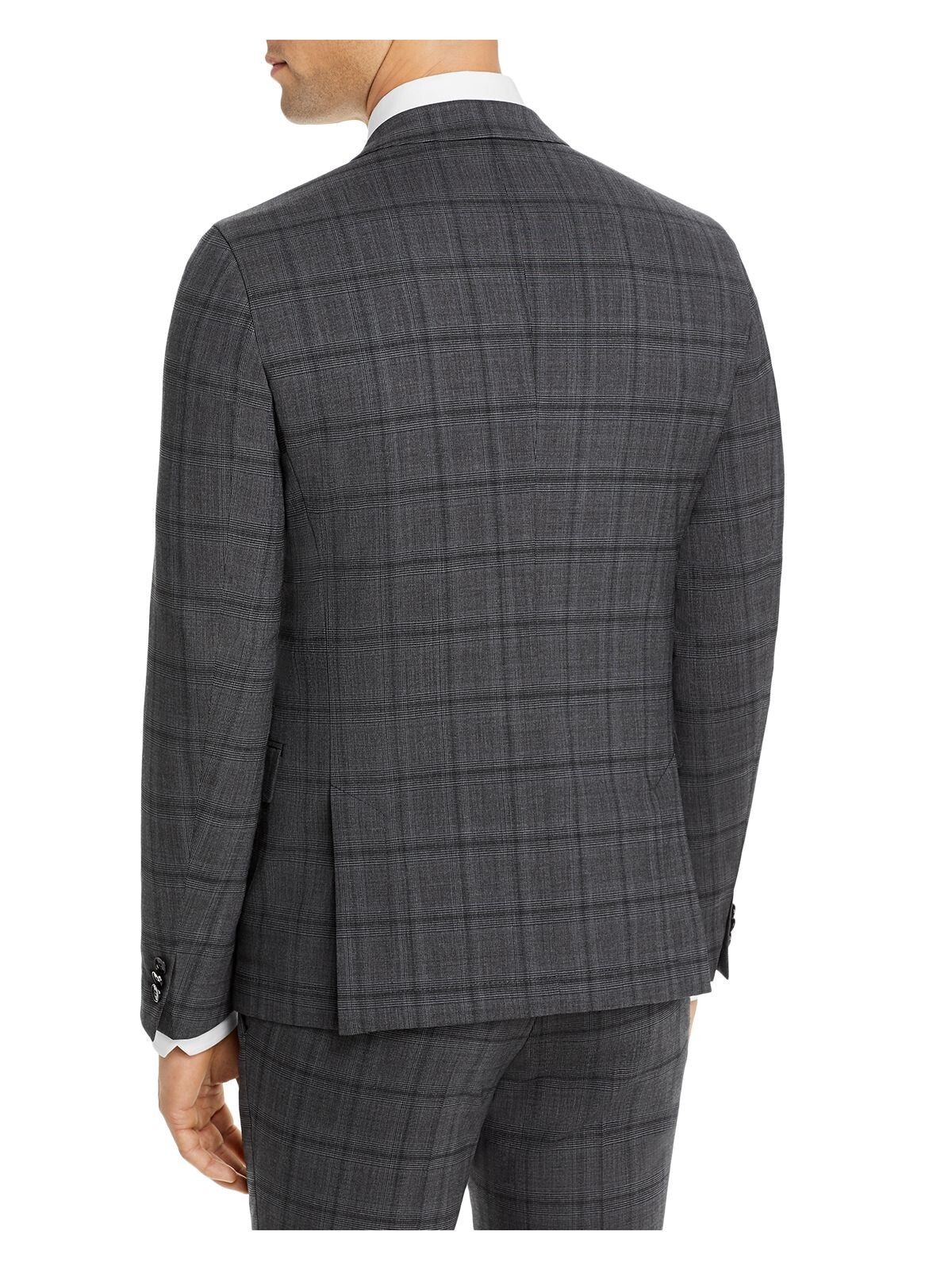 HUGO Mens Boss Red Label Anfred Gray Single Breasted, Windowpane Plaid Suit Jacket 38R