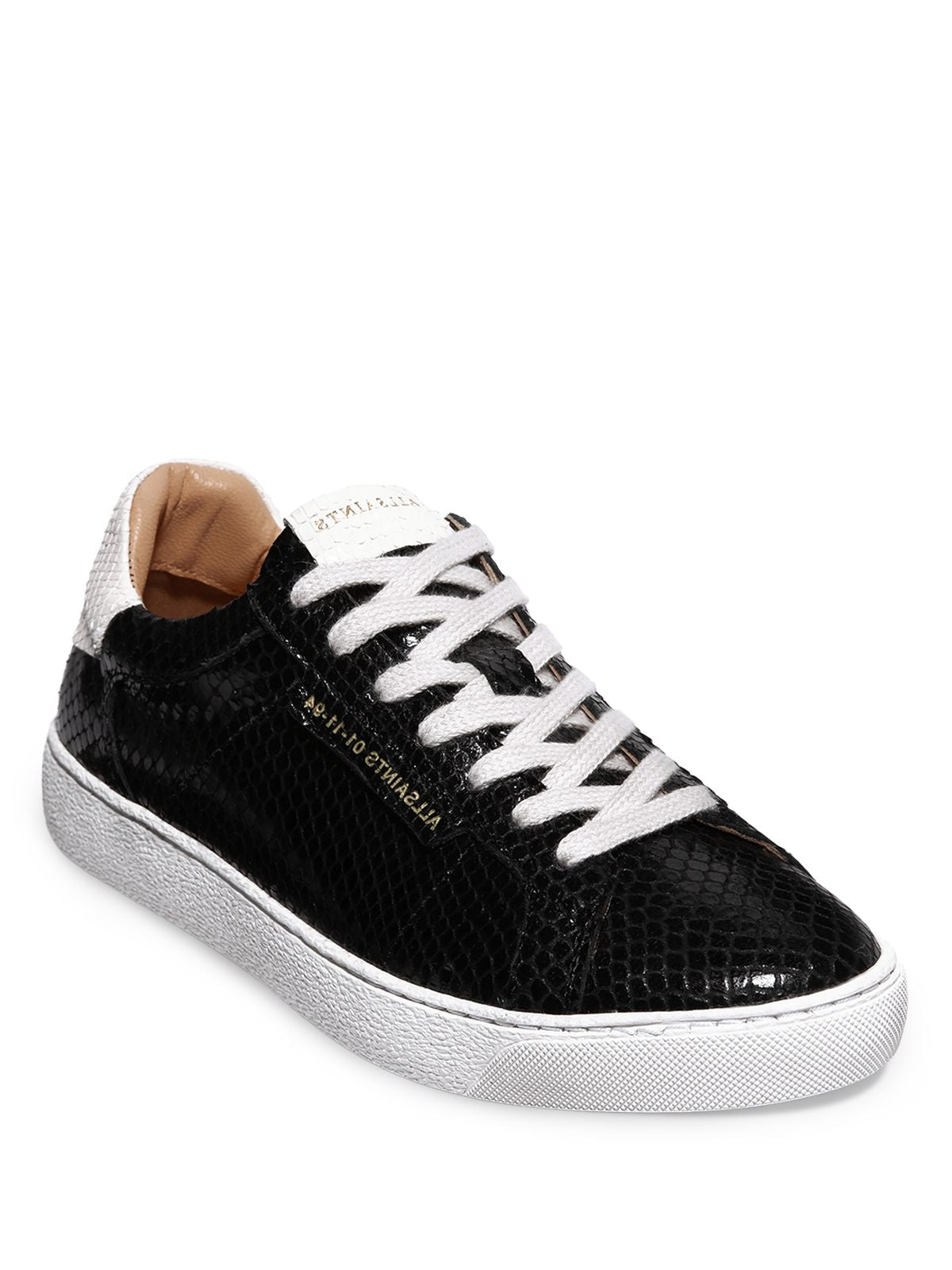 ALLSAINTS Womens Black Snakeskin 1/2" Platform Removable Insole Comfort Sheer Round Toe Wedge Lace-Up Leather Athletic Sneakers Shoes 38