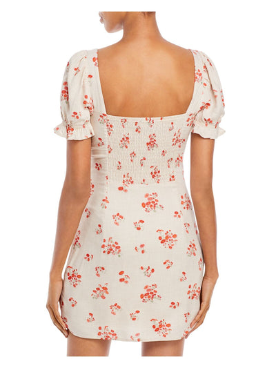 BARDOT Womens Beige Low Cut Short Length Floral Sweetheart Neckline Mini Shift Dress 6\S