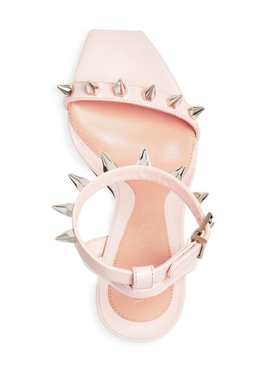 ALEXANDER MCQUEEN Womens Pink Ankle Strap Studded Square Toe Stiletto Buckle Leather Heeled Sandal 38