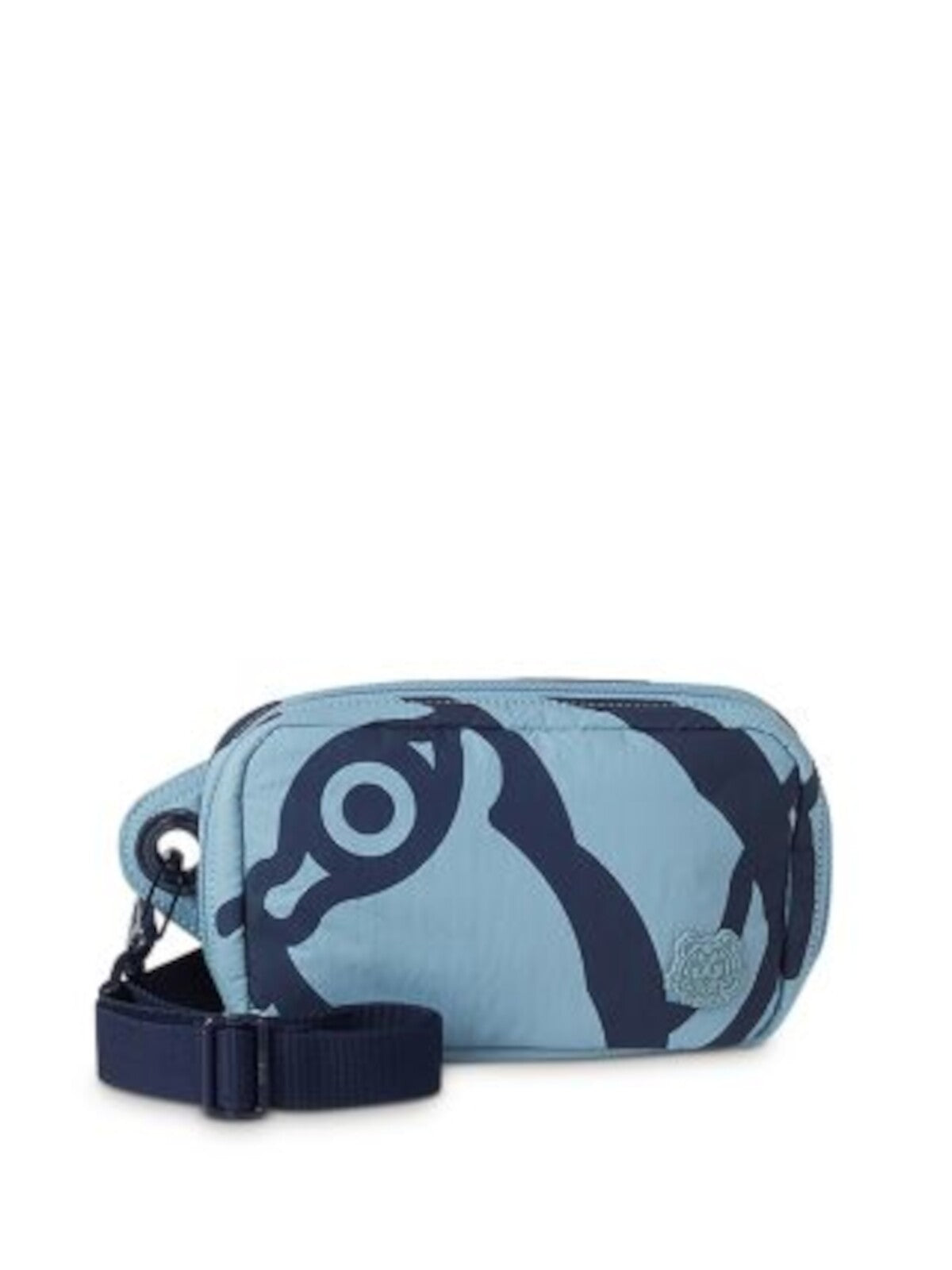 KENZO Women's Blue Tiger Lined Card Slots, Logo Graphic Adjustable Strap Belt Bag Purse