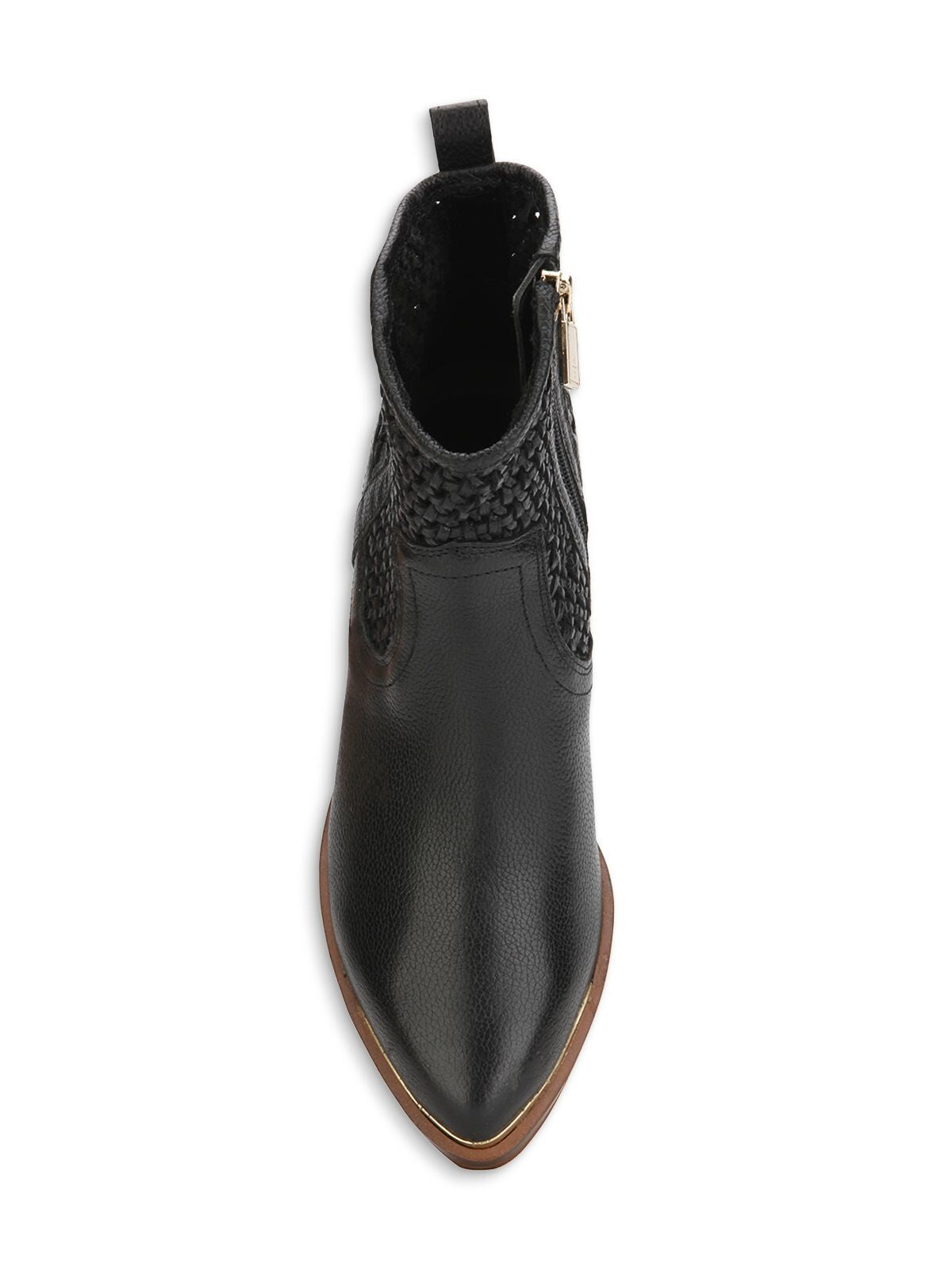 KENNETH COLE NEW YORK Womens Black Western Cushioned Woven Arlo Almond Toe Block Heel Zip-Up Leather Booties 6 M