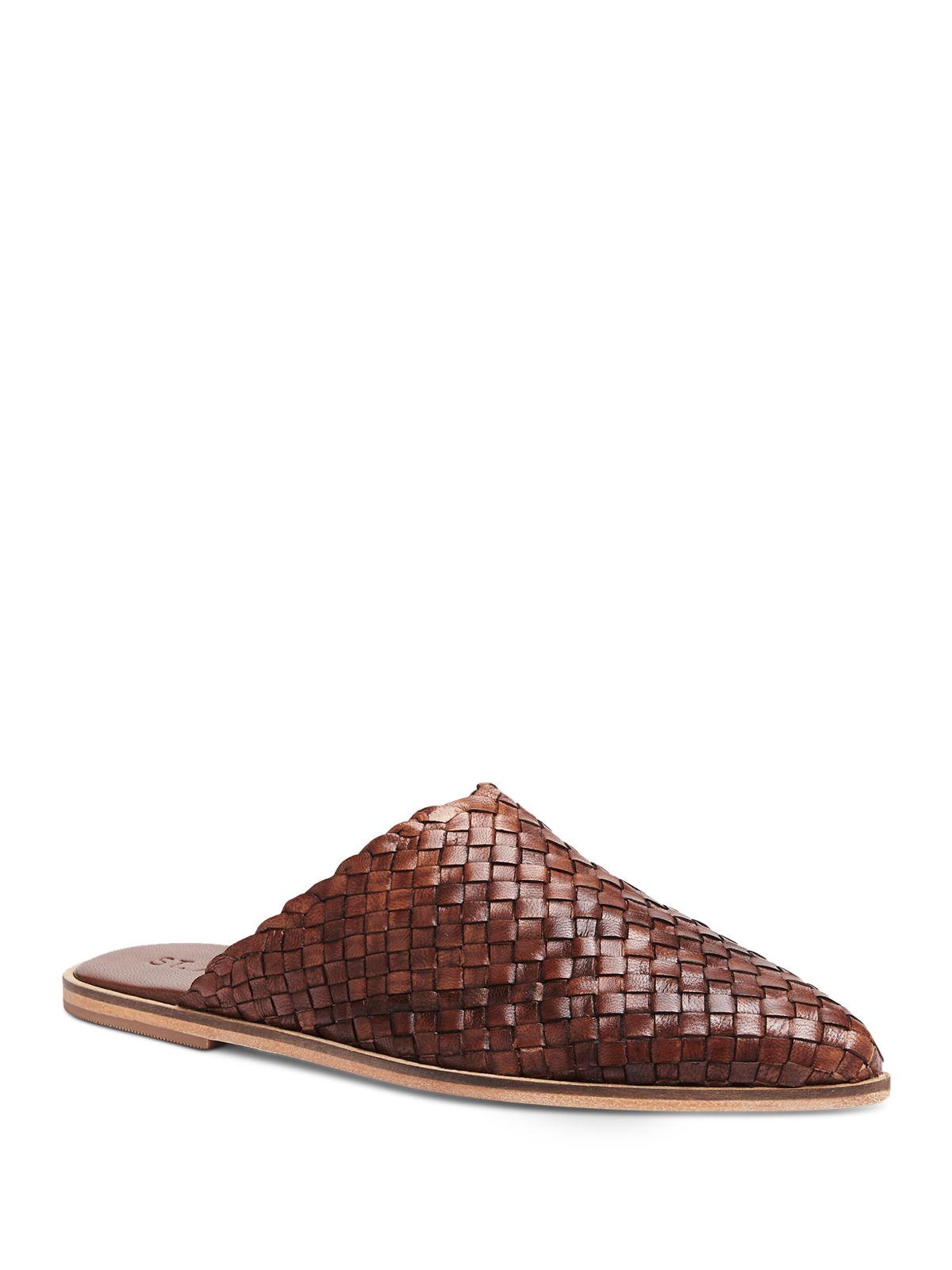 ST. AGNI Womens Brown Woven Caio Pointed Toe Slip On Leather Mules 36