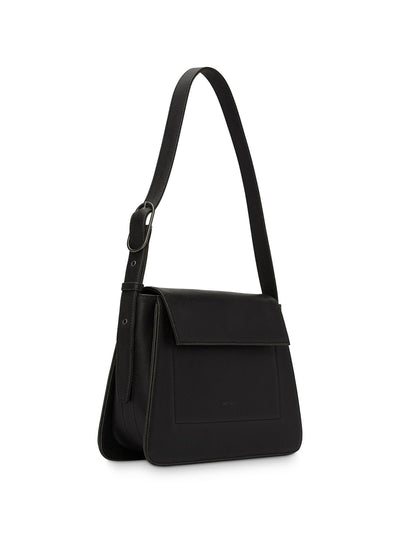 MATT & NAT Women's Black Solid Polyurethane Single Strap Shoulder Bag