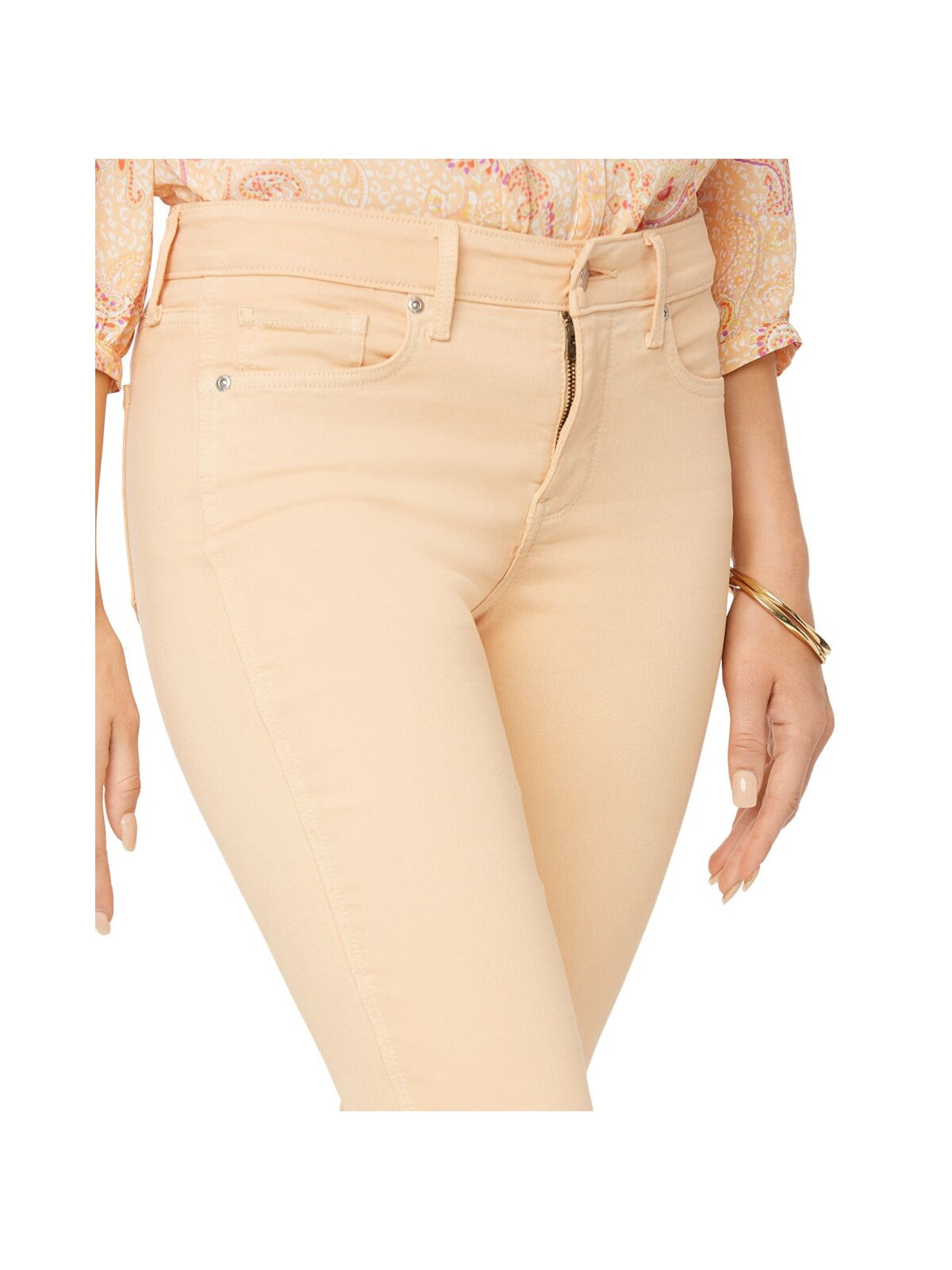 NYDJ Womens Orange Zippered Pocketed Tummy-control Capri Pants 14
