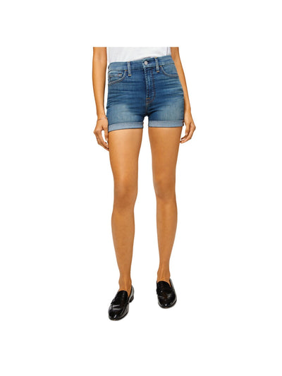 Jen 7 By 7 For All Mankind Womens Denim Zippered Pocketed Rolled-cuff High Waist Shorts