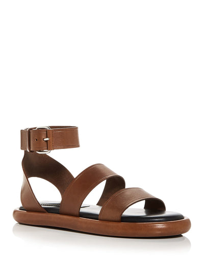 PROENZA SCHOULER Womens Brown Ankle Strap Padded Round Toe Platform Buckle Leather Sandals Shoes 37