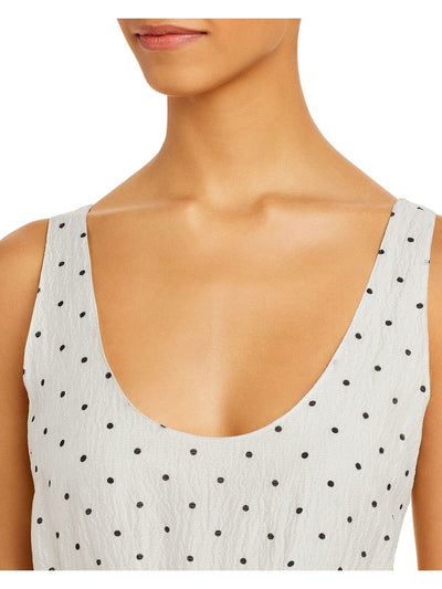 REBECCA TAYLOR Womens Ivory Tie Lined Polka Dot Sleeveless Scoop Neck Tea-Length Wear To Work Shift Dress 10