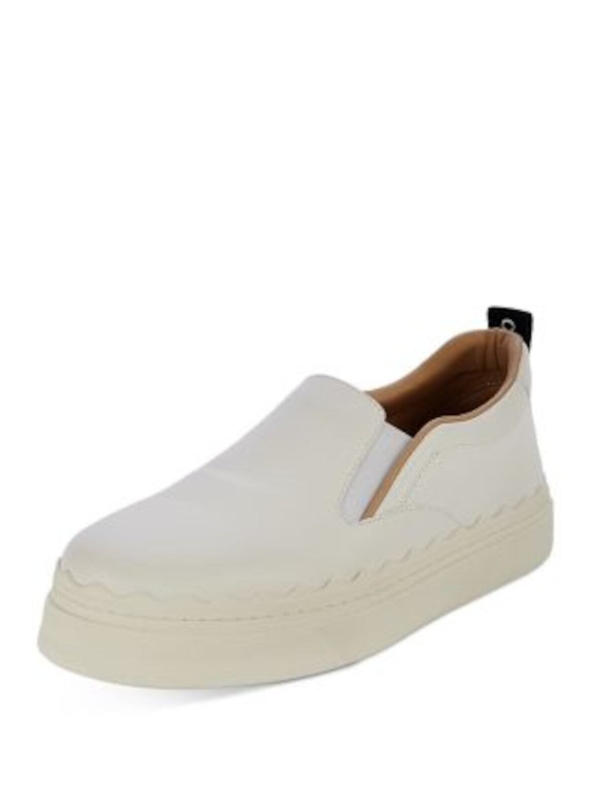 CHLOE Womens White Heel Pull-Tab Padded Goring Lauren Round Toe Platform Slip On Leather Sneakers Shoes 42