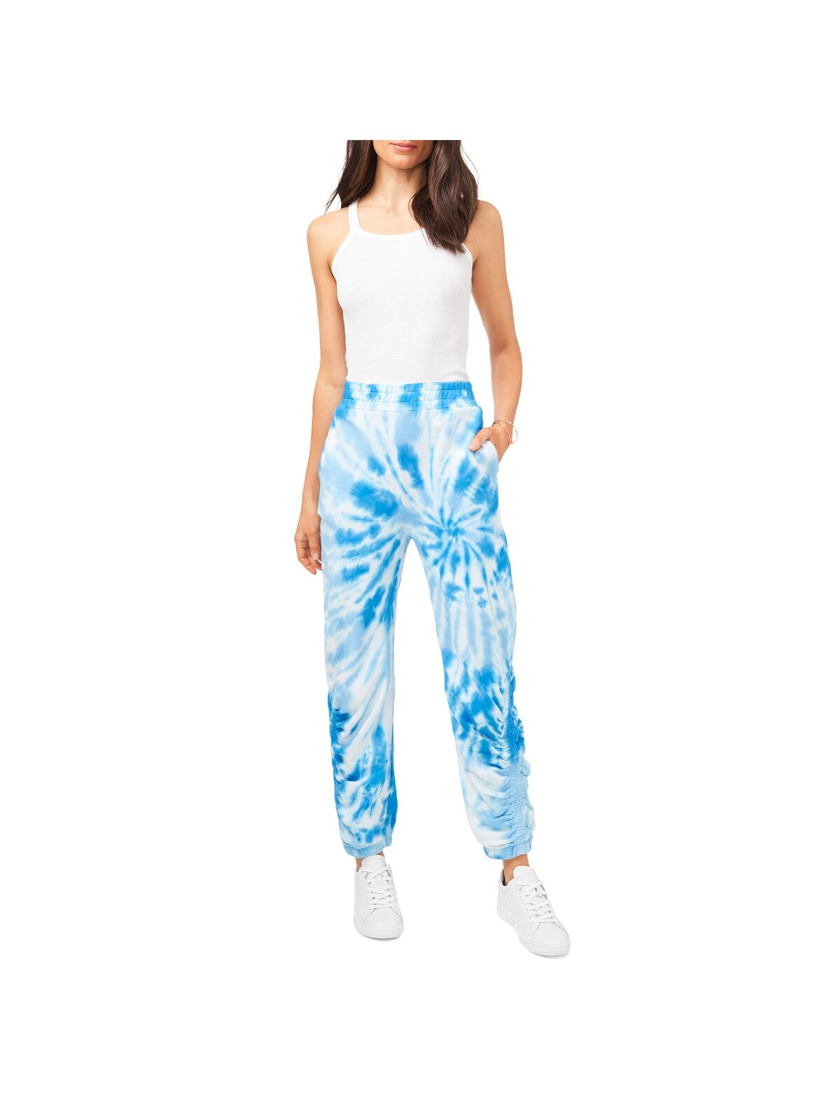 1. STATE Womens Blue Cotton Tie Pocketed Elastic Waist Easy Care Joggers Tie Dye Pants M
