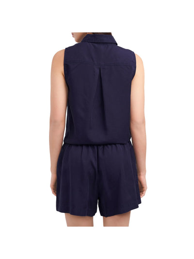 VINCE CAMUTO Womens Navy Sleeveless Collared Button Up Top XL
