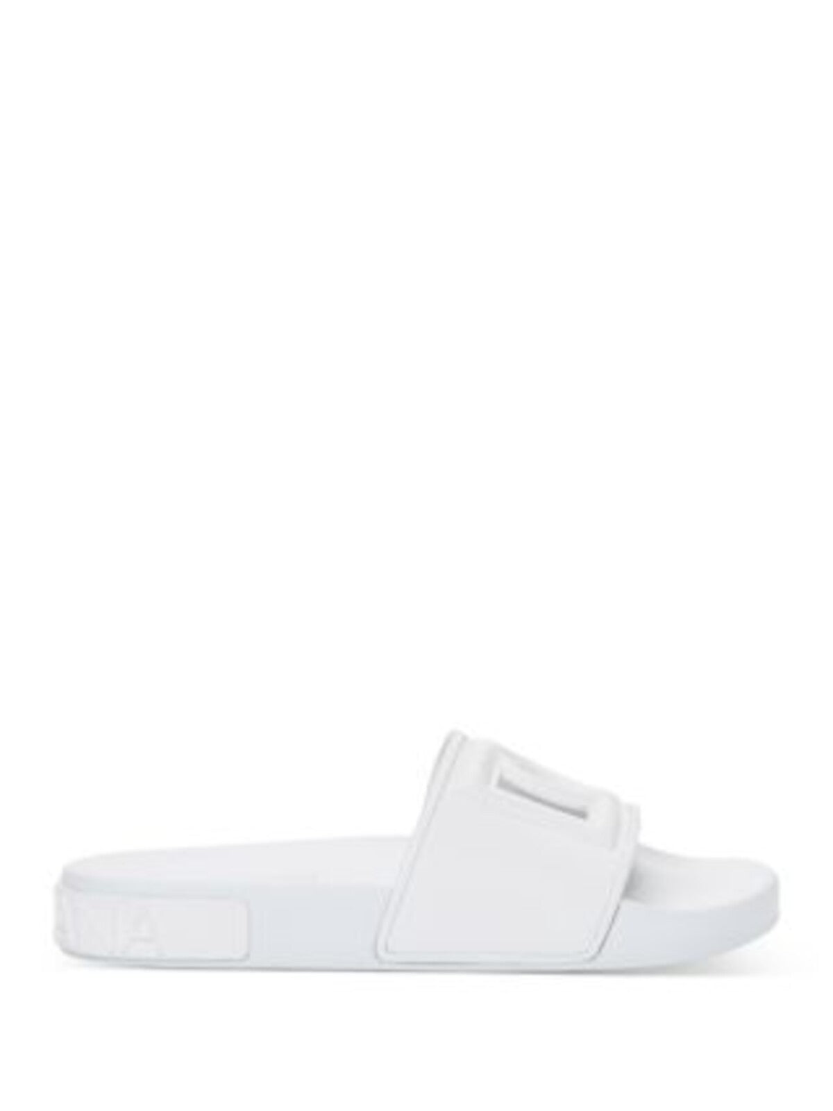 DOLCE & GABBANA Womens White Puffed Logo Strap Cut Out Padded Interlock Open Toe Wedge Slip On Slide Sandals Shoes 40