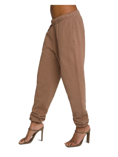 GOOD AMERICAN Womens Brown Knit Pocketed Drawcord  Waist Cinched Ankles High Waist Pants Juniors 1