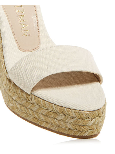 STUART WEITZMAN Womens Beige 1" Platform Padded Ankle Strap Floria Almond Toe Wedge Buckle Espadrille Shoes C