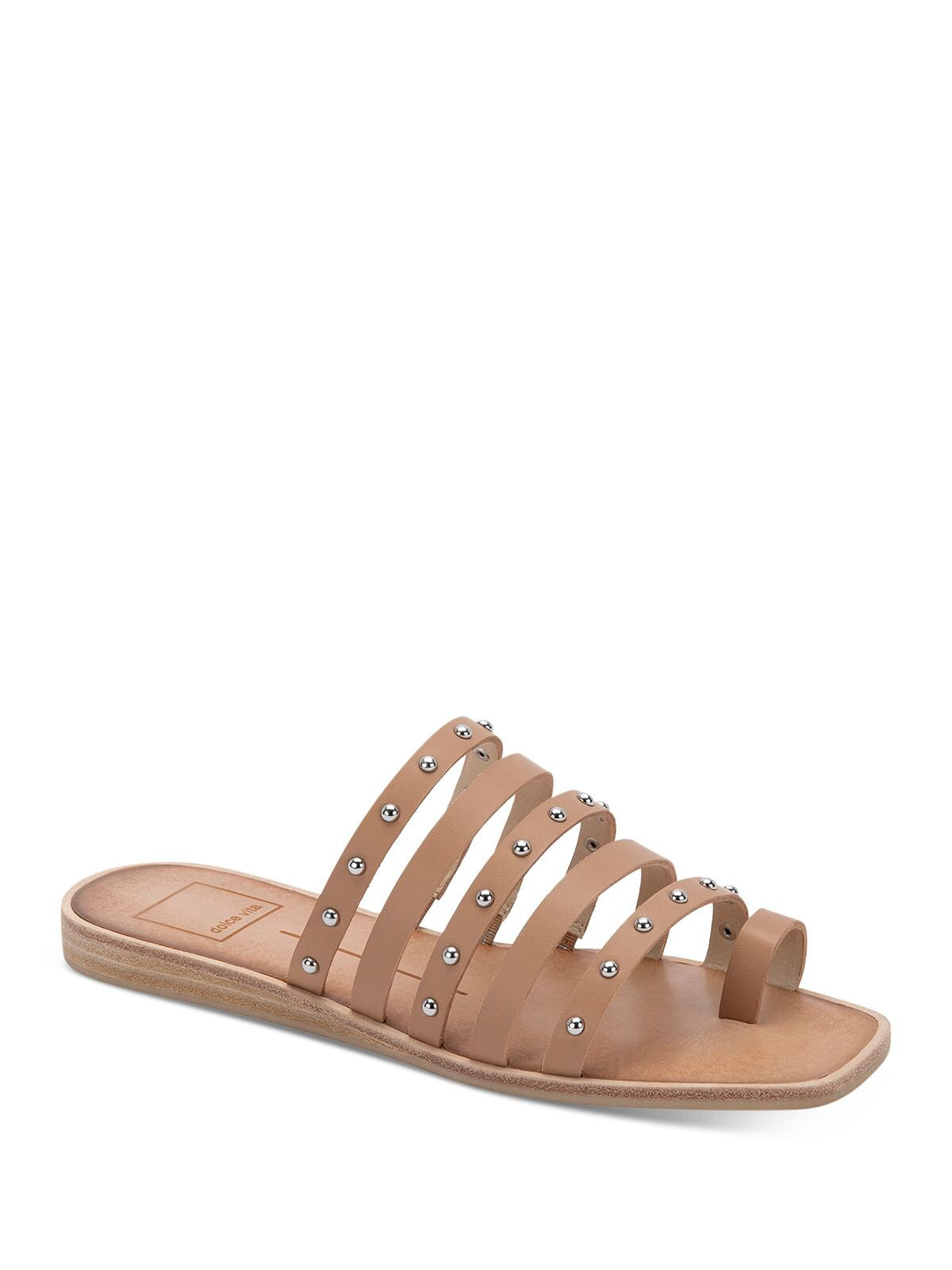 DOLCE VITA Womens Beige Toe-Loop Kaylee Square Toe Block Heel Slip On Slide Sandals Shoes 7 M
