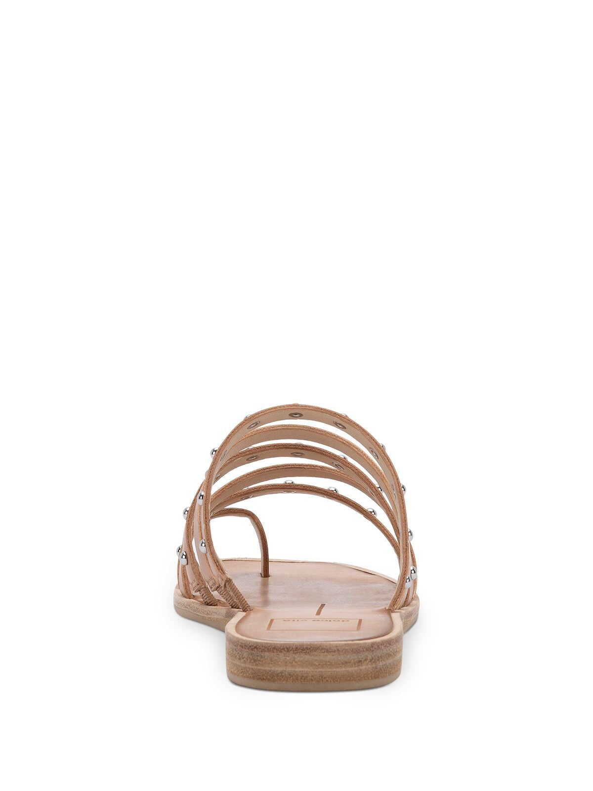 DOLCE VITA Womens Beige Toe-Loop Strappy Studded Kaylee Square Toe Block Heel Slip On Slide Sandals Shoes 9