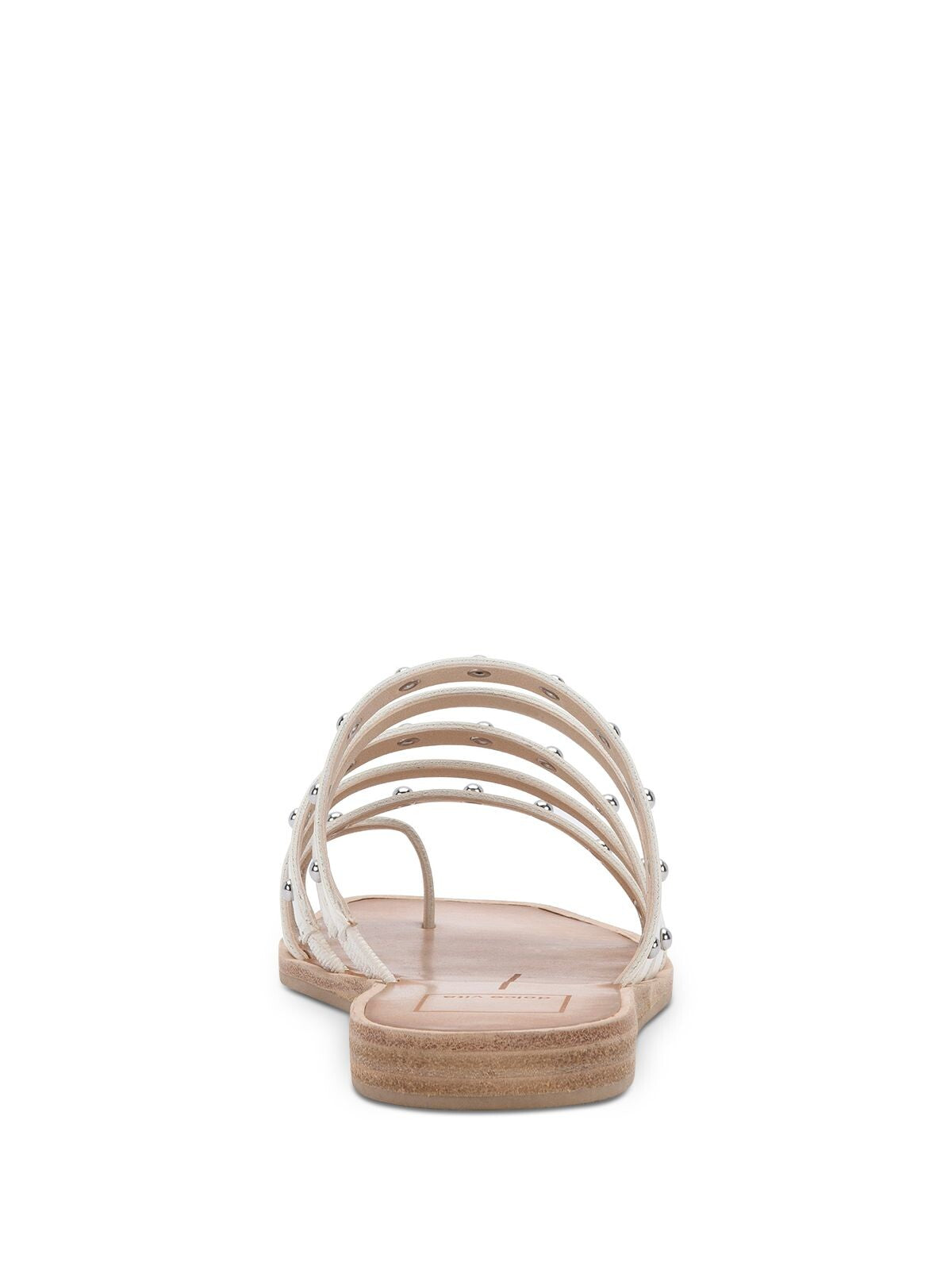 DOLCE VITA Womens White Toe-Loop Strappy Studded Kaylee Square Toe Wedge Slip On Slide Sandals 8 M