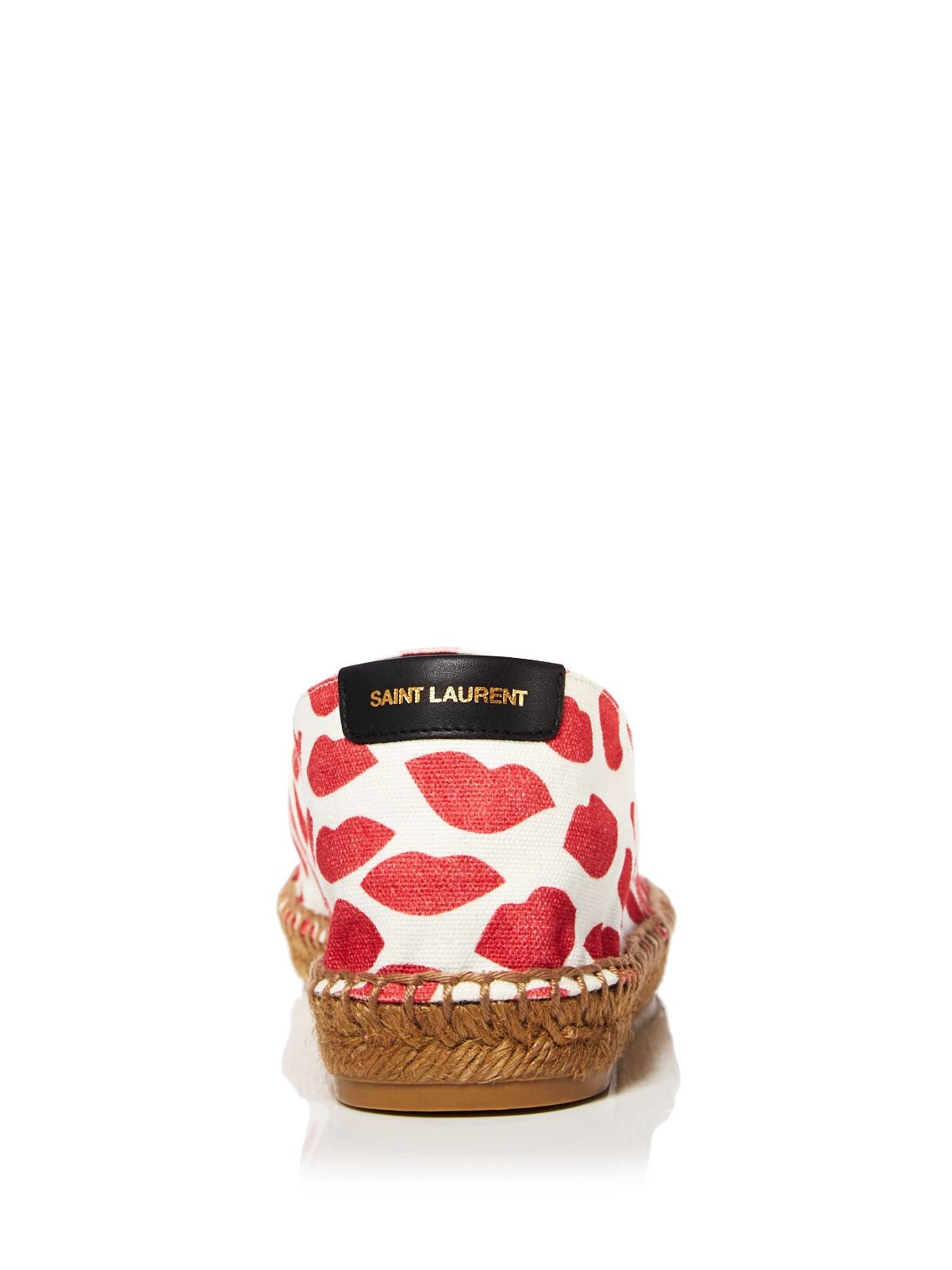 SAINT LAURENT Womens Red Lip Printed Logo Woven Bianco Round Toe Platform Slip On Espadrille Shoes 36