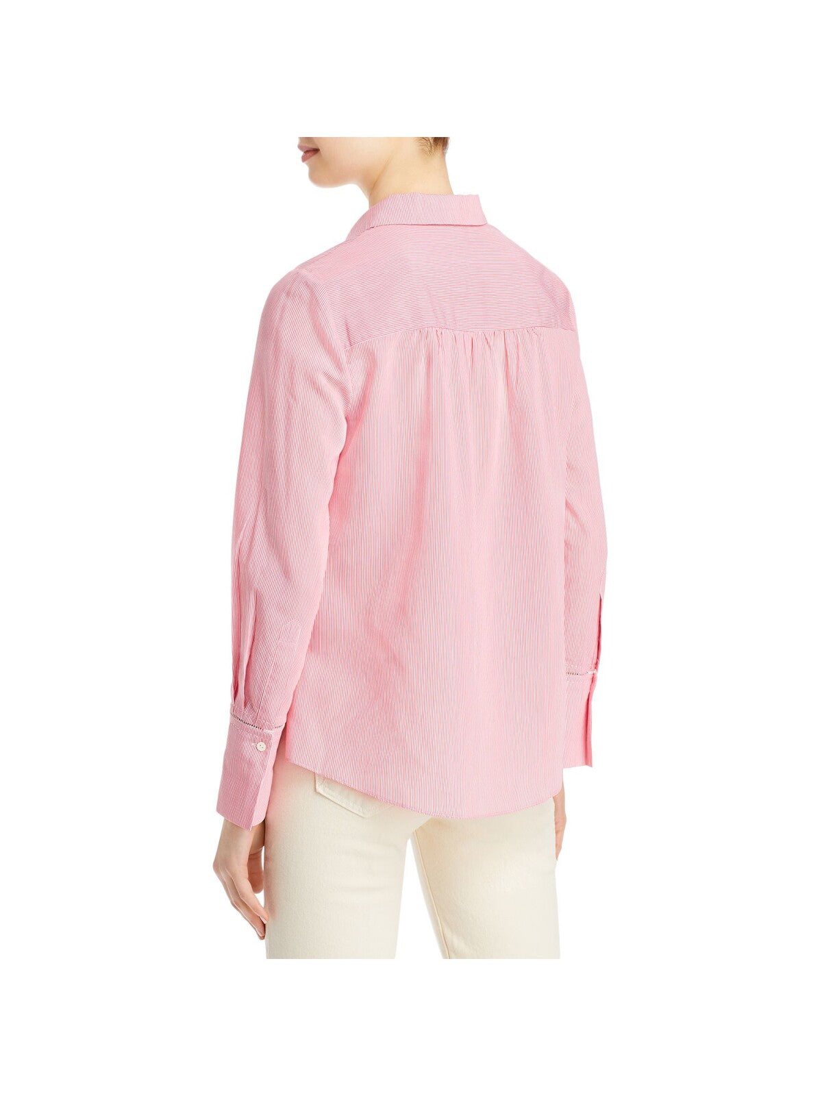 KOBI HALPERIN Womens Pink Striped Long Sleeve V Neck Wear To Work Blouse XS