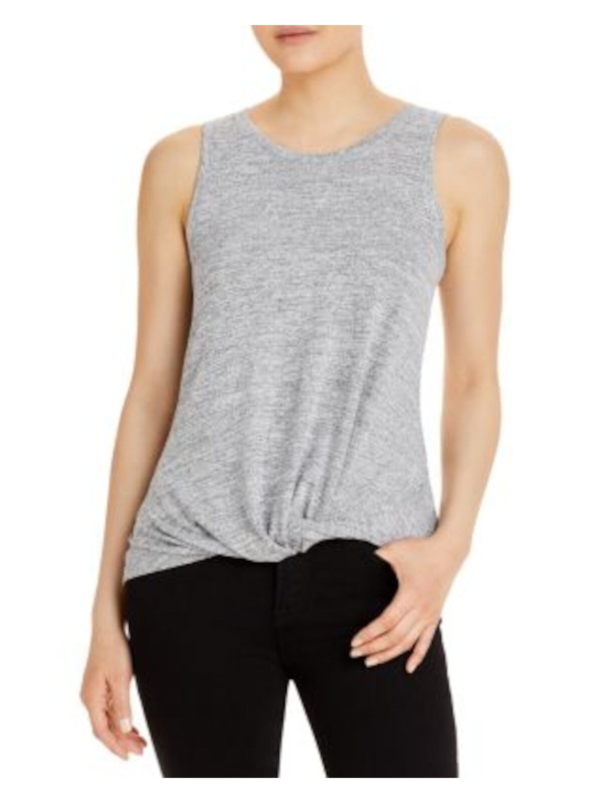 CUPIO BLUSH Womens Gray Twist Front Heather Sleeveless Scoop Neck Tank Top L