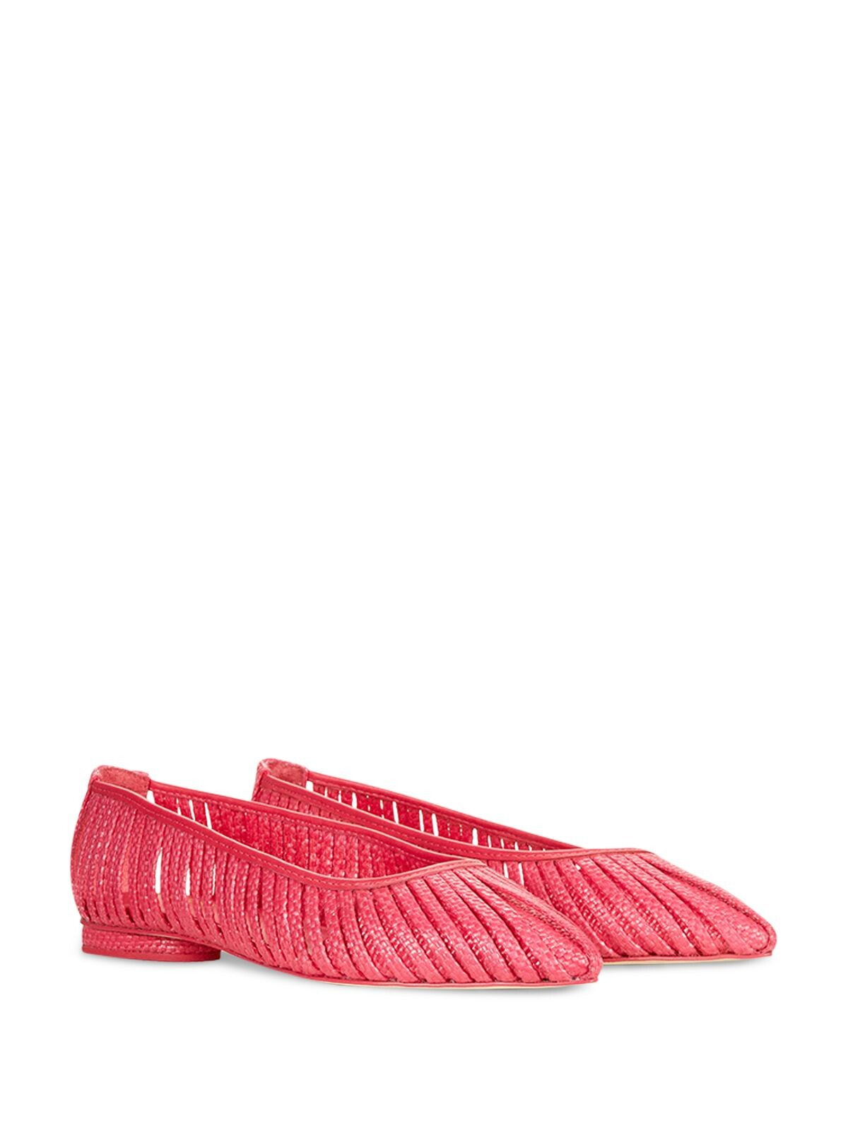 CULT GAIA Womens Camellia Pink Raffia Padded Leena Pointed Toe Slip On Flats Shoes 37.5