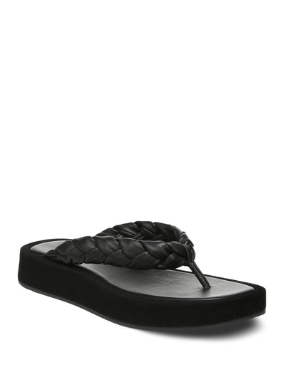 VINCE. Womens Black Braided Padded Nita Round Toe Platform Slip On Flip Flop Sandal 7.5 M