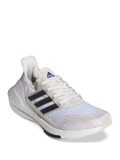 ADIDAS Womens White 1" Platform Removable Insole Comfort Logo Ultraboost 21 Prime Round Toe Wedge Lace-Up Athletic Running Shoes 6
